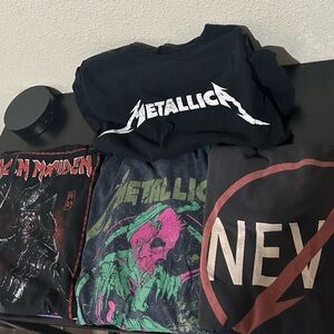 4 Band T Shirt Lot M-L Metallica Iron Maiden Y2K grunge Random lot Metal Band